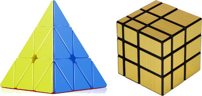 

Emob High Speed Stickerless Pyraminx And Gold Magic Rubik Cube(2 Pieces)