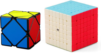 

Rubik's Domino Skewb Black & QIYI 7x7 Stickerless Cube Bright Colors 3D Brain Teaser Puzzle Recommended for 3 -99 yrs (Combo of 2)(2 Pieces)