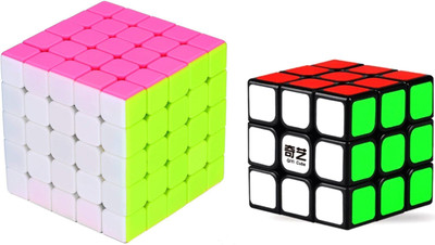 

Rubik's Domino 5x5 Stickerless & 3x3 QIYI Black Cube Bright Colors 3D Brain Teaser Puzzle Recommended for 3 -99 yrs (Combo of 2)(2 Pieces)
