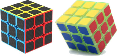 

Emob High Speed Smooth Carbon Fiber Sticker 3x3 & Radium 3x3 Magic Rubik Cube Combo Puzzle Toy with Adjustable Speed(2 Pieces)