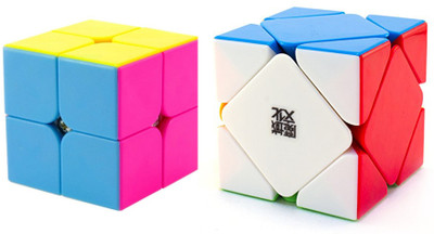 

Rubik's Domino 2x2 Stickerless Cube & Skewb Stickerless Bright Colors 3D Brain Teaser Puzzle Recommended for 3 -99 yrs (Combo of 2)(2 Pieces)