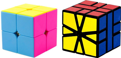 

Rubik's Domino 2x2 Stickerless Cube & Square-1 Black Bright Colors 3D Brain Teaser Puzzle Recommended for 3 -99 yrs (Combo of 2)(2 Pieces)