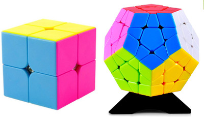 

Rubik's Domino 2x2 & Megaminx Plain Stickerless Cube Bright Colors 3D Brain Teaser Puzzle Recommended for 3 -99 yrs (Combo of 2)(2 Pieces)