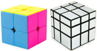 

Rubik's Domino 2x2 Stickerless Cube & QIYI Silver Mirror Cube Bright Colors 3D Brain Teaser Puzzle Recommended for 3 -99 yrs (Combo of 2)(2 Pieces)