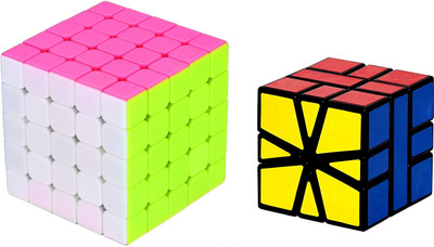 

Rubik's Domino 5x5 Stickerless & Square-1 Black Cube Bright Colors 3D Brain Teaser Puzzle Recommended for 3 -99 yrs (Combo of 2)(2 Pieces)