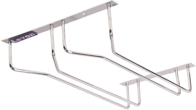 Levon Modern Double Raw Bar Red Wine Goblet Glass Hanger | Stainless Steel Holder Hanging Rack Shelf Bar Party Drink Supply - Size (355 X 245 X 65 Mm) Stainless Steel Wall Shelf(Number of Shelves - 1, Steel)