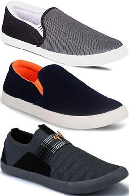 

Clymb Combo Pack Of 3 casual Slip On Sneakers For Men(Black, Grey, Multicolor