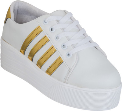 

coldstone Rocking Sneakers For Women(White, Gold