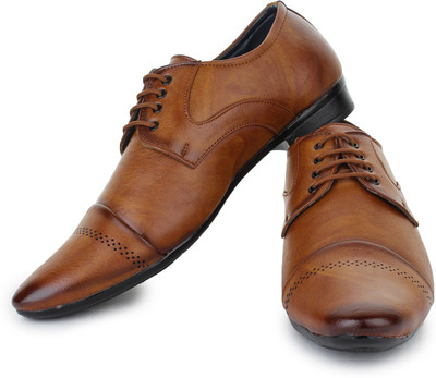 

D-SNEAKERZ Synthetic Leather Casual Wedding Partywear Formal Shoes For Mens And Boys Lace Up For Men(Tan