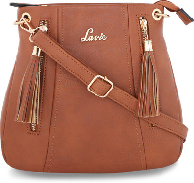 

Lavie Women Evening/Party Brown Leatherette Shoulder Bag