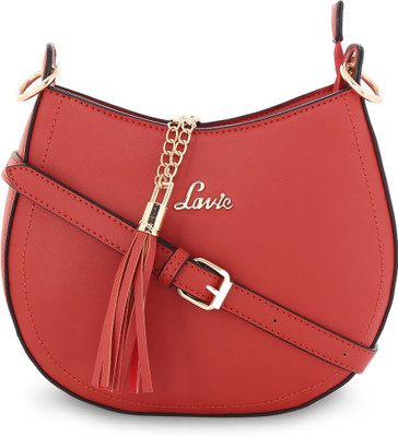 

Lavie Women Evening/Party Red Leatherette Sling Bag