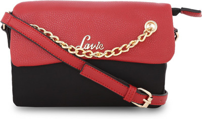 

Lavie Women Evening/Party Red, Black Leatherette Sling Bag, Black;red