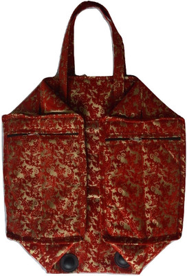 

NavRup Handworks Travelling small Bag, Light Weight Bag, folding travel bag Small Travel Bag - Large(Red, Gold), Gold;red