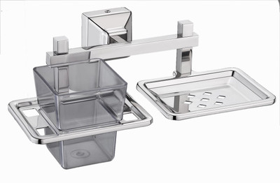 

Impulse Platinum Stainless Steel 304 Grade Squaro 2 In 1 Tooth Brush Holder - Tumbler Holder - Soap Holder - Soap Dish - Bathroom Accessories(Silver)
