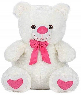 

ZOONIO white & pink tie Soft teddy Bear 45 cm - 45 cm(Multicolor)