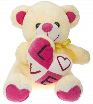 ZOONIO pink & Cream Love Teddy Bear - 20 cm(Multicolor)