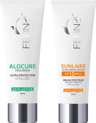 

Ferns Alocure (Ultra-Protection) Face Wash+ Sunlaire Suncreen - SPF 15 PA+++(120 ml)