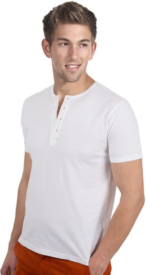 

Blackburne Inc Solid Men's Henley White T-Shirt