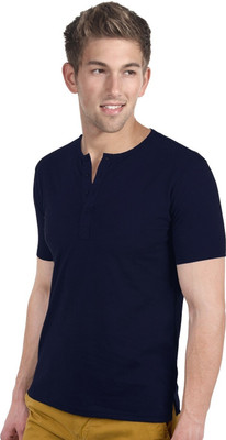Blackburne Inc Solid Men's Henley Dark Blue T-Shirt, Navy