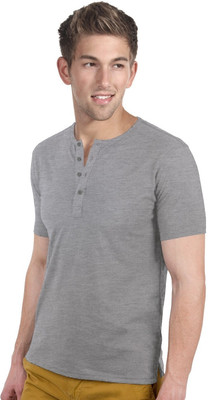 Blackburne Inc Solid Men' Henley Grey T-Shirt