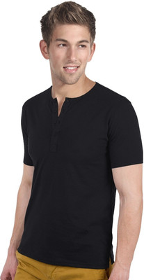 

Blackburne Inc Solid Men's Henley Black T-Shirt