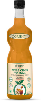 

OGREENY Apple Cider Vinegar With Mother and Blend of Giinger Garlic and Turmuric Raw, Unfiltered & Undiluted Vinegar(750 ml)