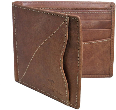 

NUKAICHAU Men Casual Brown Genuine Leather Wallet(9 Card Slots)