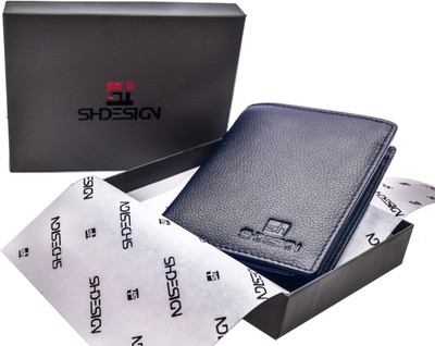 

SH DESIGN Men Blue Genuine Leather Wallet(5 Card Slots)