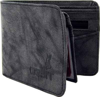 

Orbit Men Casual Grey Genuine Leather, Fabric Wallet(8 Card Slots), Black