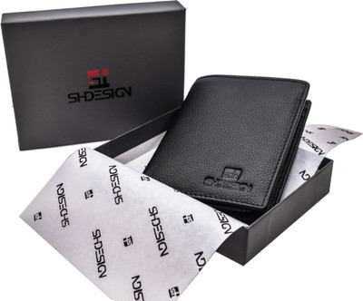 

SHDESIGNS Men Black Genuine Leather Wallet(3 Card Slots)