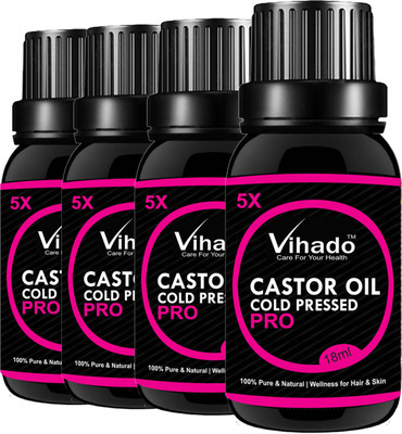 

VIHADO 5x PRO Cold pressed castor oil Hair Oil (18 gm) (Pack of 4)(18 ml)
