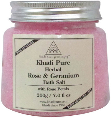 

Khadi Pure Herbal Rose & Geranium Bath Salt with Rose Petals(200 g)