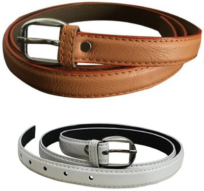 

Gatasmay Women Casual Multicolor Artificial Leather Belt, Brown and white