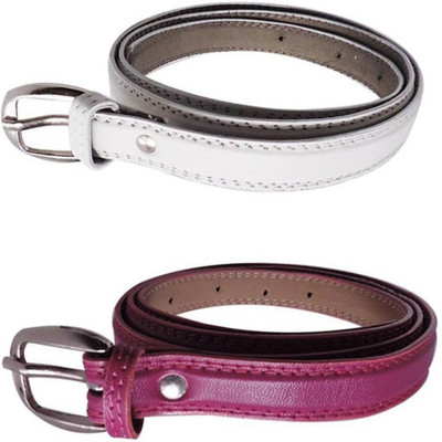 

Gatasmay Women Formal Multicolor Artificial Leather Belt, White and magenta