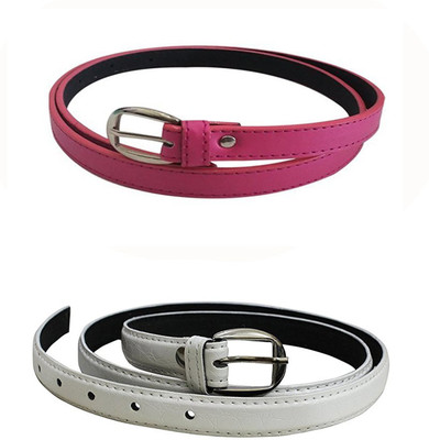 

Gatasmay Women Formal Multicolor Artificial Leather Belt, Pink and white