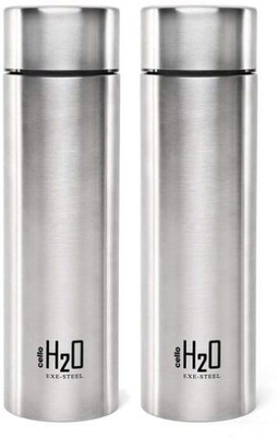cello 1000 ml Steel Bottle(Pack of 2, Silver)