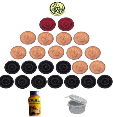 ME 24 Pc Wooden carrom coin with striker and powder for carrom board Carrom Pawns(Pack of 24)