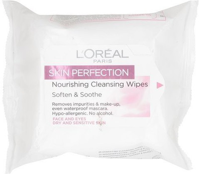 

L'Oreal Paris Skin Perfection Nourishing Cleansing Wipes, 25 Wipes(0.181 g)