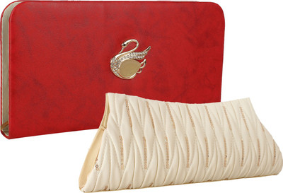 

Element Cart Casual, Formal, Party Red, White Clutch