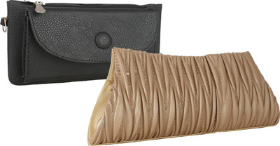 Element Cart Casual, Formal, Party Black, Beige Clutch, Beige;black