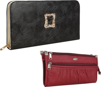 

Fillincart Casual, Formal, Party Maroon, Black Clutch, Black;maroon