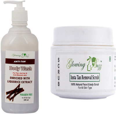 Glowing Buzz Combo of d tan bodywash and scrub(Set of 2)