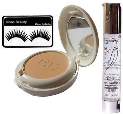 

divas beauty Eyelashes, Patrick Star Compact, Mac Matte Perfecting Makeup Oil Free Gel Primer(Set of 3)