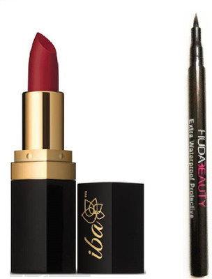 

iba halal care Pure Lips Long Stay Matte Lipstick (M11 - Ruby Blossom) with ultra fine water proof eye liner pack(Set of 2)