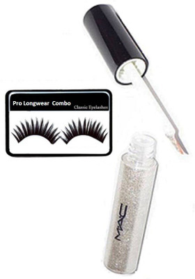 

Pro longwear combo Of Eyelashes, Mac Long Lasting Off White Glitter Eyeliner(Set of 2)