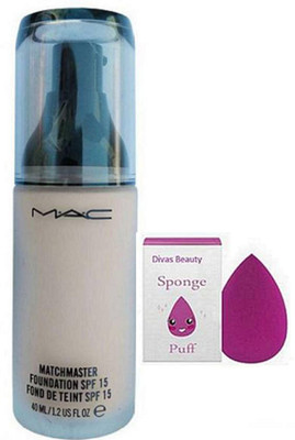 

divas beauty Sponge Blender Puff & MAC Match Master SPF15 Make-Up Foundation(Set of 2)