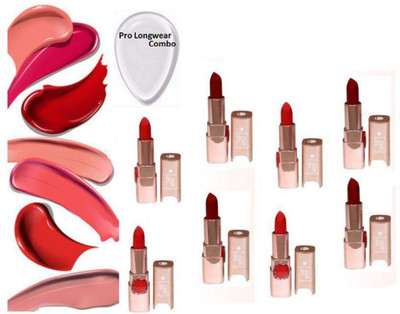 

Pro longwear combo Silicon Puff&9 to 5 Crease-less Creme Lipstick Pack of 8(Set of 9)