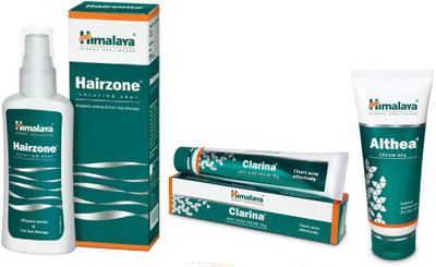 

Himalaya Hairzone Solution, Clarina Anti Acne Face Wash, Althea Cream(Set of 3)