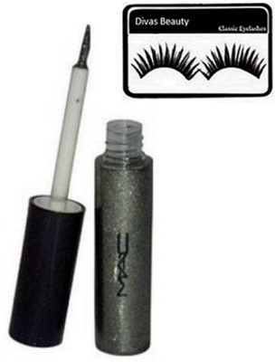 

divas beauty eyelashes with Mac Liquidlast silver Liquid Eyeliner(Set of 2)