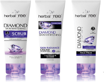 

HERBAL TREE DIAMOND SKIN WHITENING FACE WASH, SCRUB, CREAM(Set of 3)